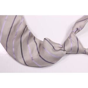 Giorgio Armani Tie Silver Purple Striped Silk White Label Necktie